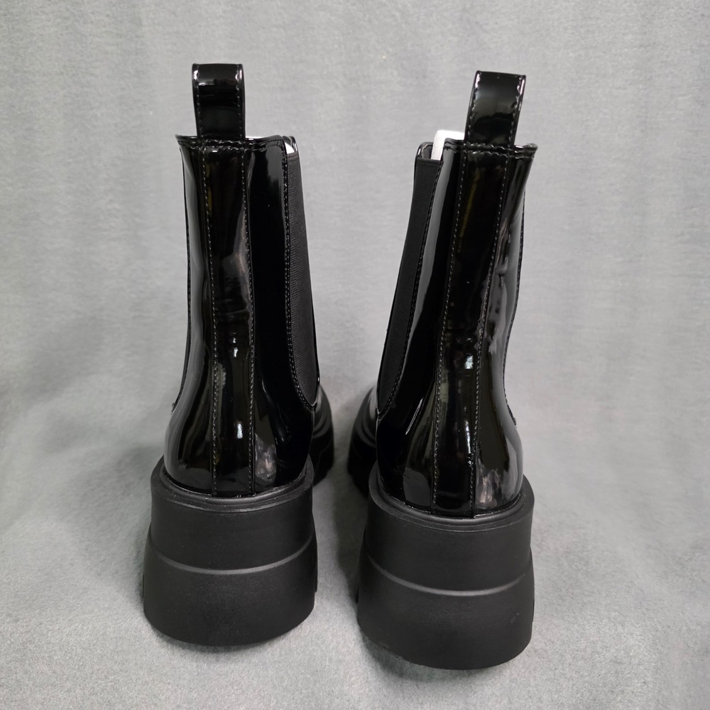 Platform Chelsea Boots Size 9 Black Patent Lug Sole Edgy Grunge Y2K Chunky Goth - Picture 7 of 9